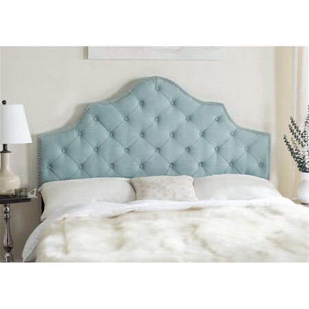 Safavieh 53.9 x 56.3 x 3.5 in. Arebelle Grey Tufted Headboard - Silver Nail Head MCR4035D